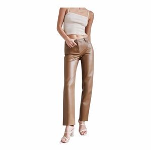 Aritzia Wilfred The Melina™ Pant High-waisted Vegan Leather Pants Sz 4 Camel